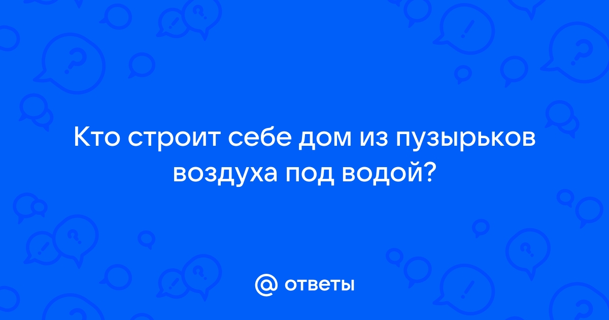 Кто строит себе дом под водой из воздуха