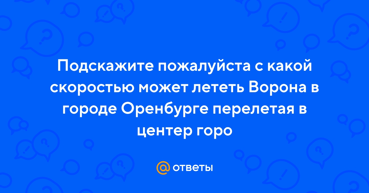 Ответы Mail.ru: Подскажите пожалуйста с какой скоростью может лететь Ворона  в городе Оренбурге перелетая в центер горо