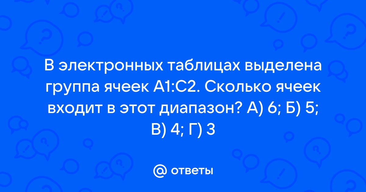 В электронных таблицах выделена группа ячеек