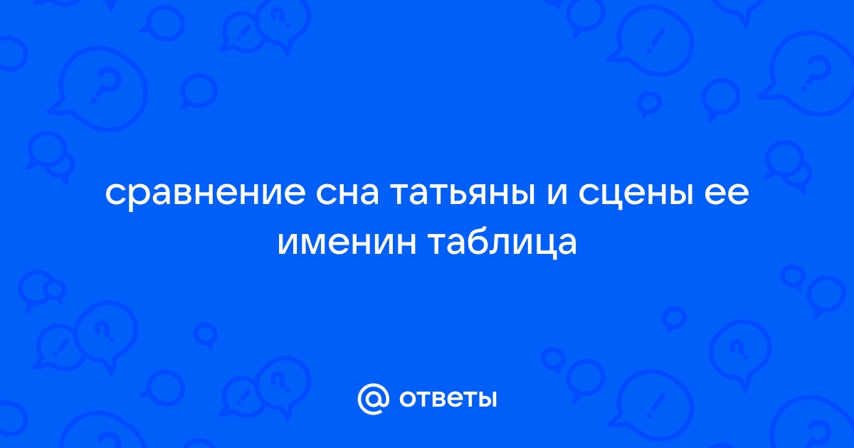 Сравнение сна татьяны и именин таблица