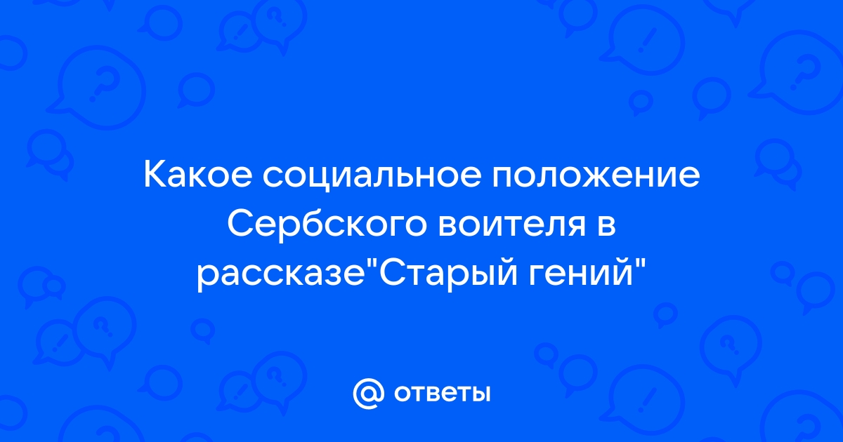 Социальное положение сербского воителя