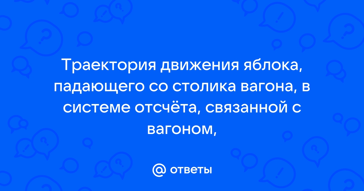 Траектория движения яблока падающего со столика вагона в системе отсчета связанной с вагоном вправо