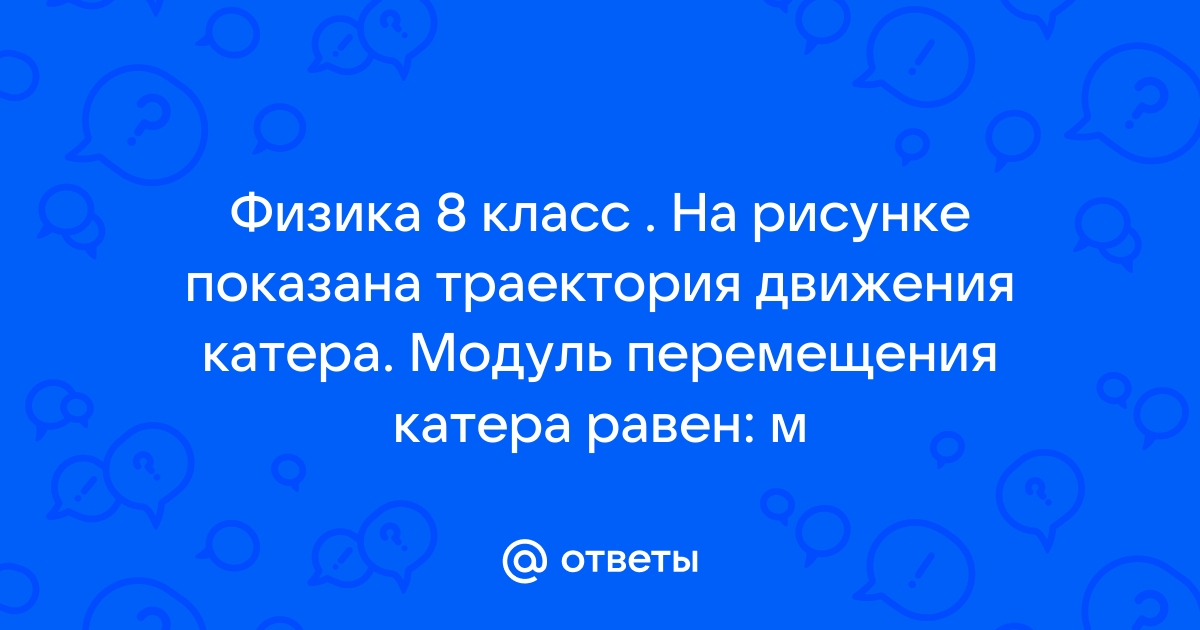 На рисунке показана траектория движения катера модуль перемещения катера равен м