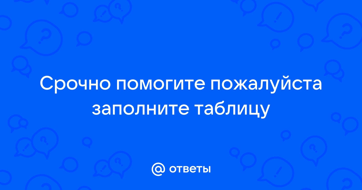 Ответы Mail.ru: Срочно помогите пожалуйста заполните таблицу