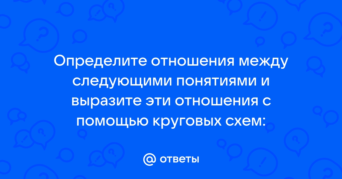 Определите отношения между следующими понятиями и выразите эти отношения с помощью круговой схемы