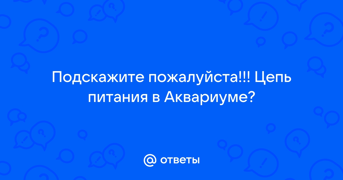 Ответы sparksex.ru: Цепь питания в аквариуме.