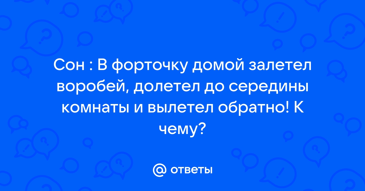 Приснилось что залетел воробей в комнату