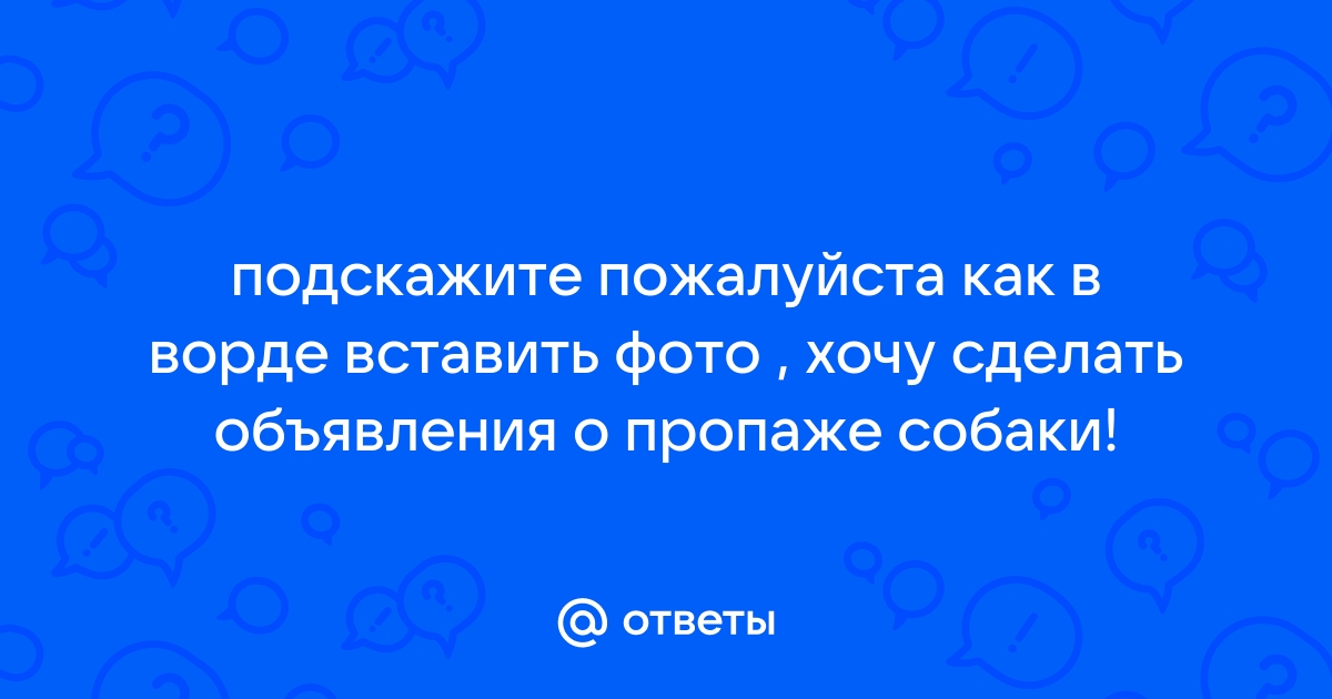 Как сделать объявление о пропаже собаки в ворде