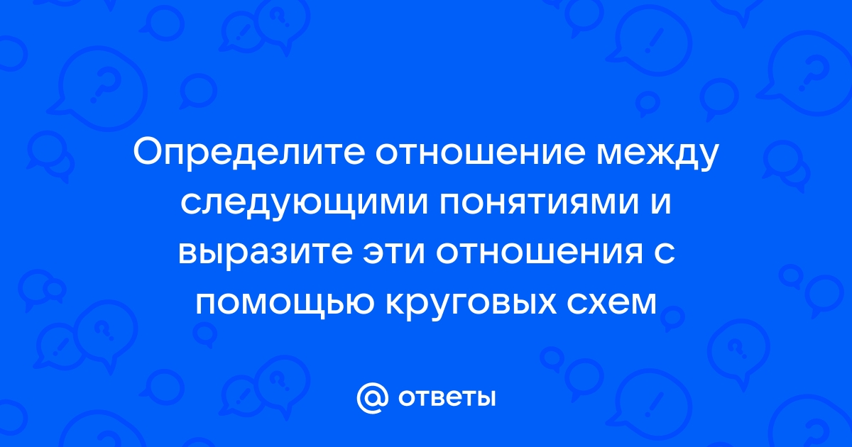 Подберите понятия отношения между которыми соответствуют приведенным ниже круговым схемам