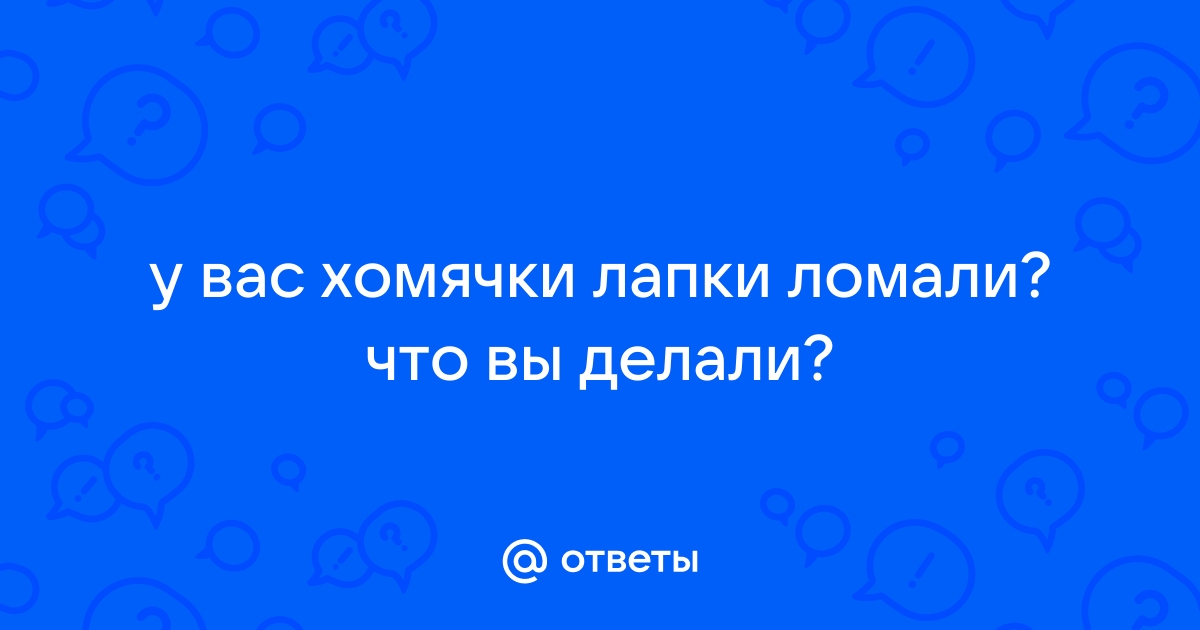 Что делать если хомяк сломал лапку