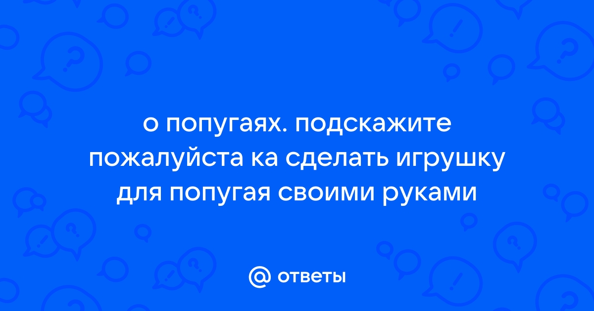 Поделка попугай своими руками. Игрушки для попугаев своими руками