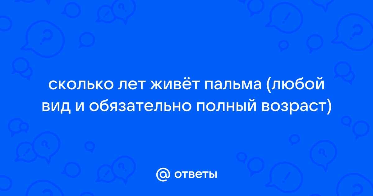 Ответы Mail.ru: сколько лет живёт пальма (любой вид и обязательно полный  возраст)