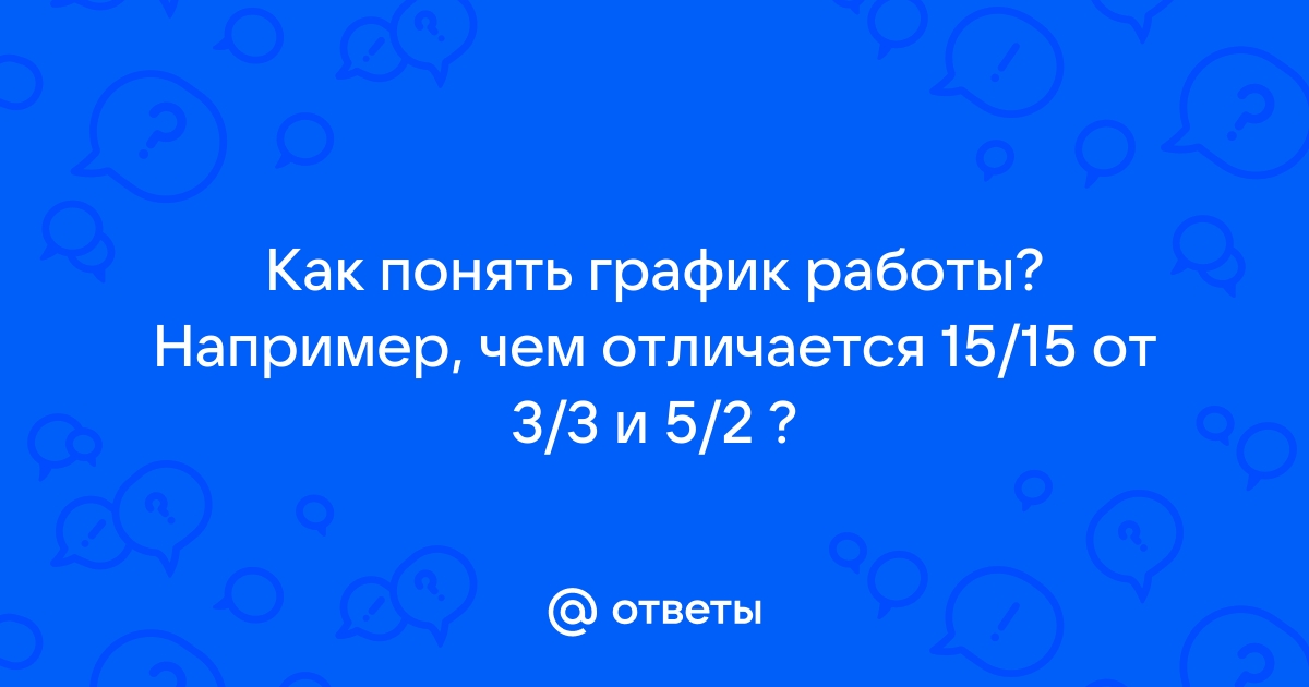 Ответы Mail.ru: Как понять график работы? Например, чем отличается 15/15 от  3/3 и 5/2 ?