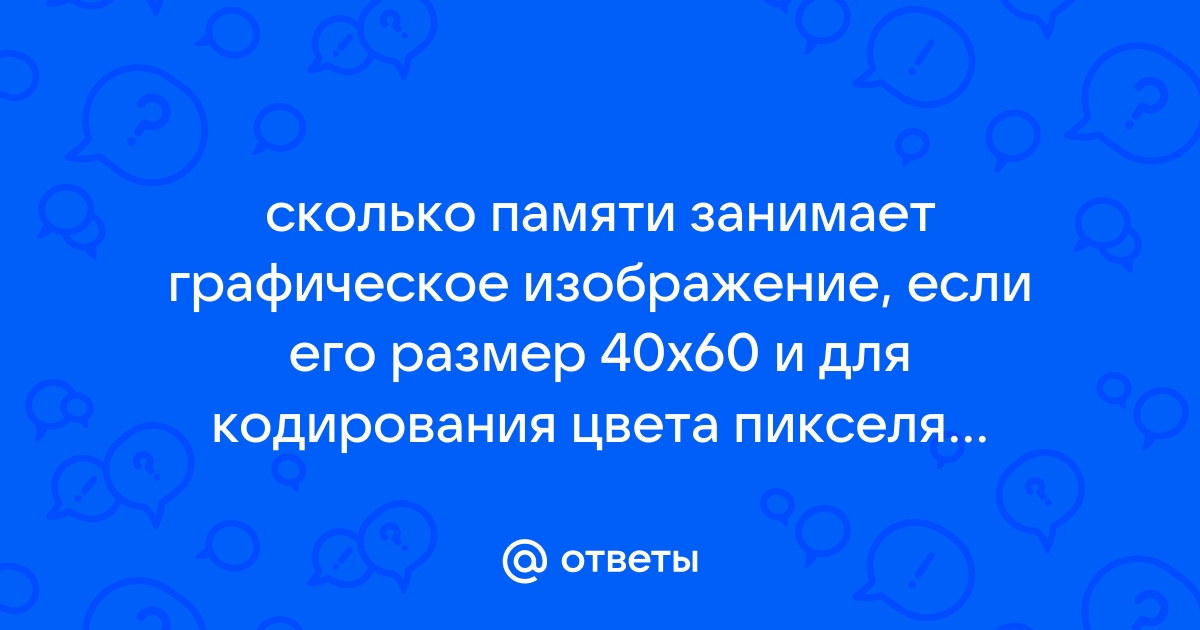 Сколько памяти занимает графическое изображение 40 60