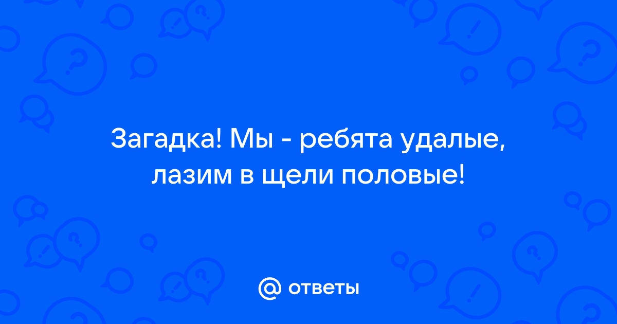 Загадка - Мы — ребята удалые, лазим в щели половые!