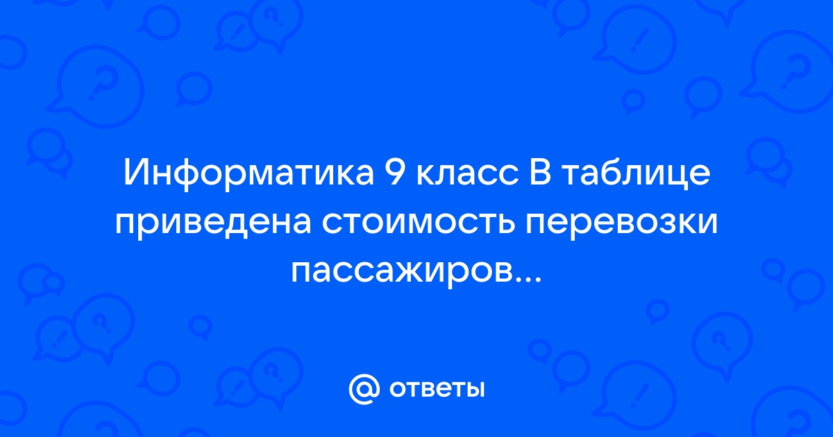 В таблице приведена стоимость перевозки пассажиров между соседними населенными пунктами укажи схему