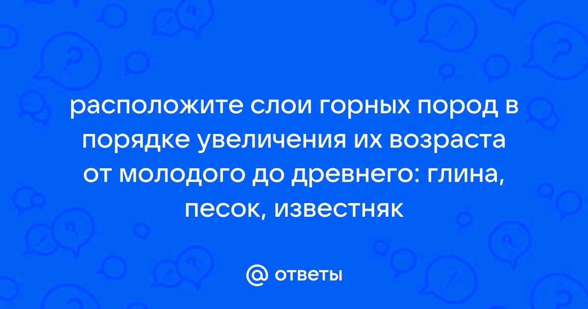 Расположите показанные на рисунке слои горных пород в порядке увеличения их возраста от самого молод