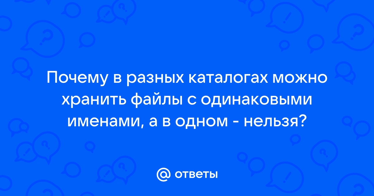 Почему в разных каталогах можно хранить файлы с одинаковыми именами а в одном нельзя